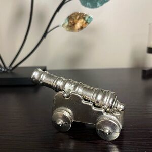 RARE FIND
Vintage silver plated cannon.  Army Military mini cannon old military